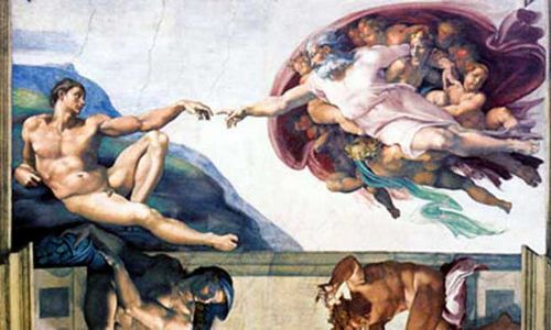 THE CREATION OF MAN. Sistine Chapel, Rome.