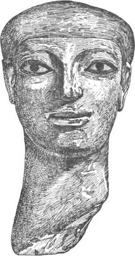 FIG. 9.—PAINTED HEAD FROM EDESSA.   (FROM PERROT AND CHIPIEZ.)