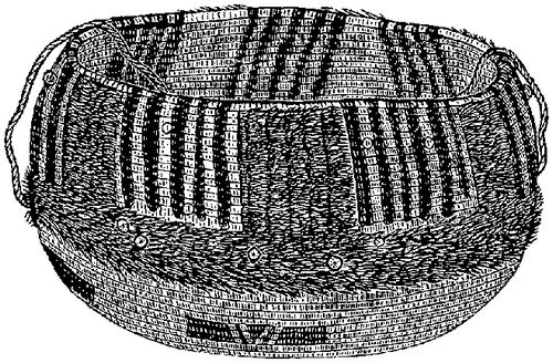 Fig. 332. Baskets ornamented with feather work