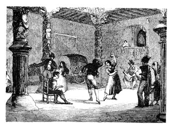 Spanish dance in the Hall of Saragoza, 19th century.